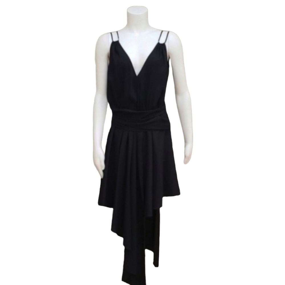 GUESS by MARCIANO Black Asymmetrical Wrap Dress Size M Goth Punk Y2K Bodycon Alt - Picture 2 of 16